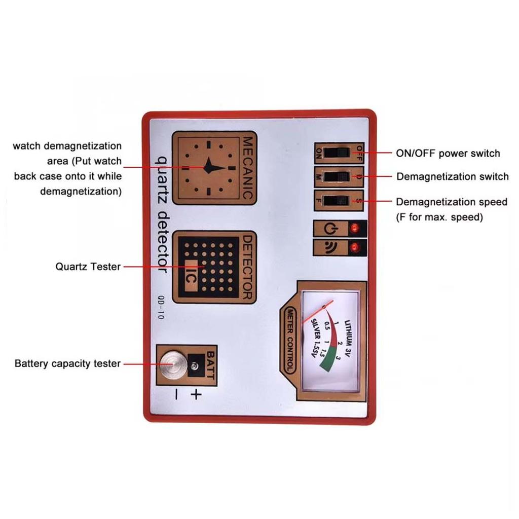 Desmagnetizador/Medidor/Pulso/Testador de Bateria de Movimento de Relógio de Quartzo Multifuncional, QD-10