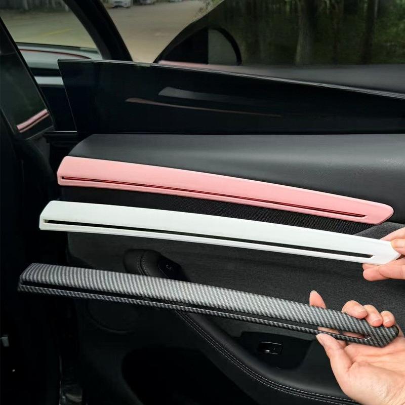 For Tesla Model Y Juniper 2025 Dashboard Trim Center Console Panel Sticker Cover Carbon Fiber ABS Decoration Car Accessories