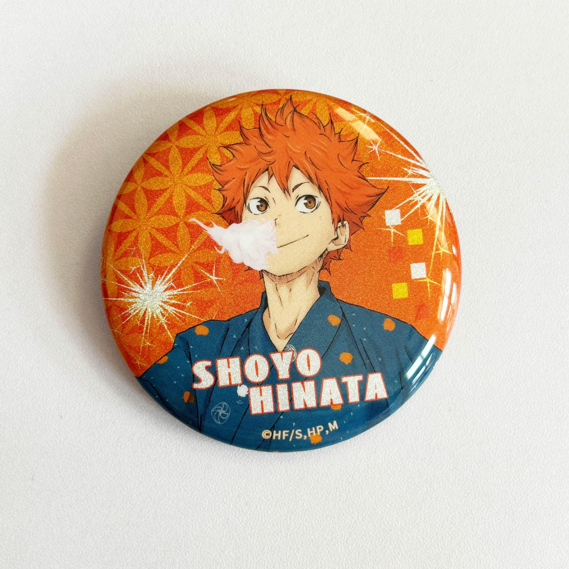 Official Haikyuu!! Anime Merchandise: Shoyo Hinata & Tobio Kageyama Yukata Double Flash Badge In Stock 65MM