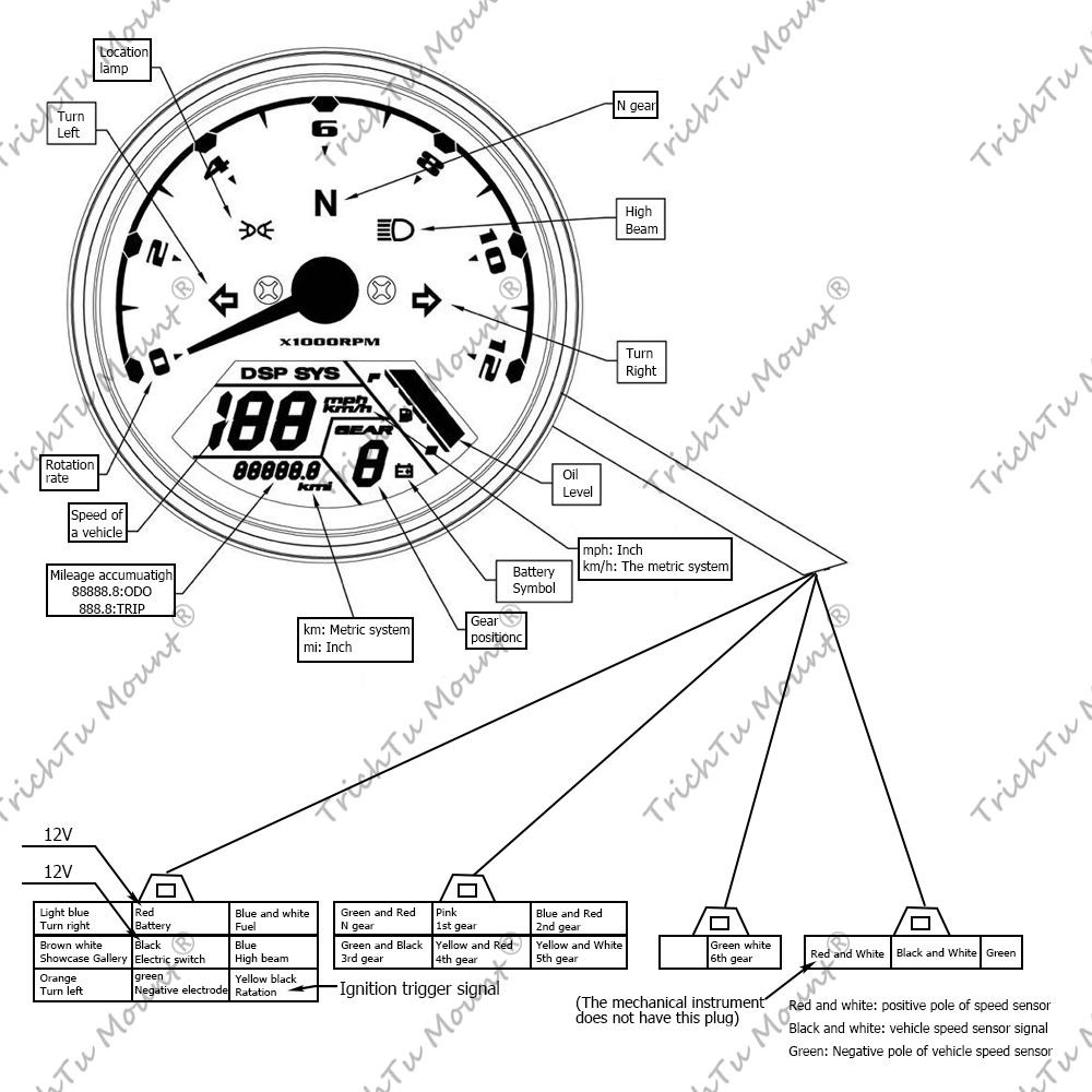 Motorcycle LCD Digital Odometer Tachometer Speedometer 2 - 4 Cylinders 12000rpm Moto Panel Speedometer Accessories Universal