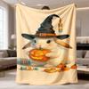 2026 Latest Flannel Blanket Wizard Hat Rabbit and Pumpkin Lantern Art Flannel Blanket, Lightweight and Easy To Spread, WrinkleResistant Material for L