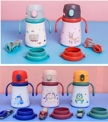 För 360 ml Tecknad Rostfri Stål Vakuumflaska Med StraBärbar Termosmugg Barn Termisk Vattenflaska Barn Tumlare Termokopp