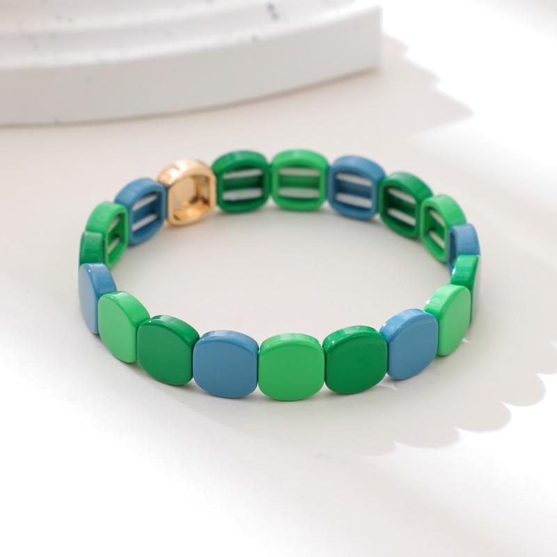 Colorful Honeycomb Beads Alloy Bracelet All-match Stylish Beaded Bangle for Women Summer Any Outfit Occasion Jewelry