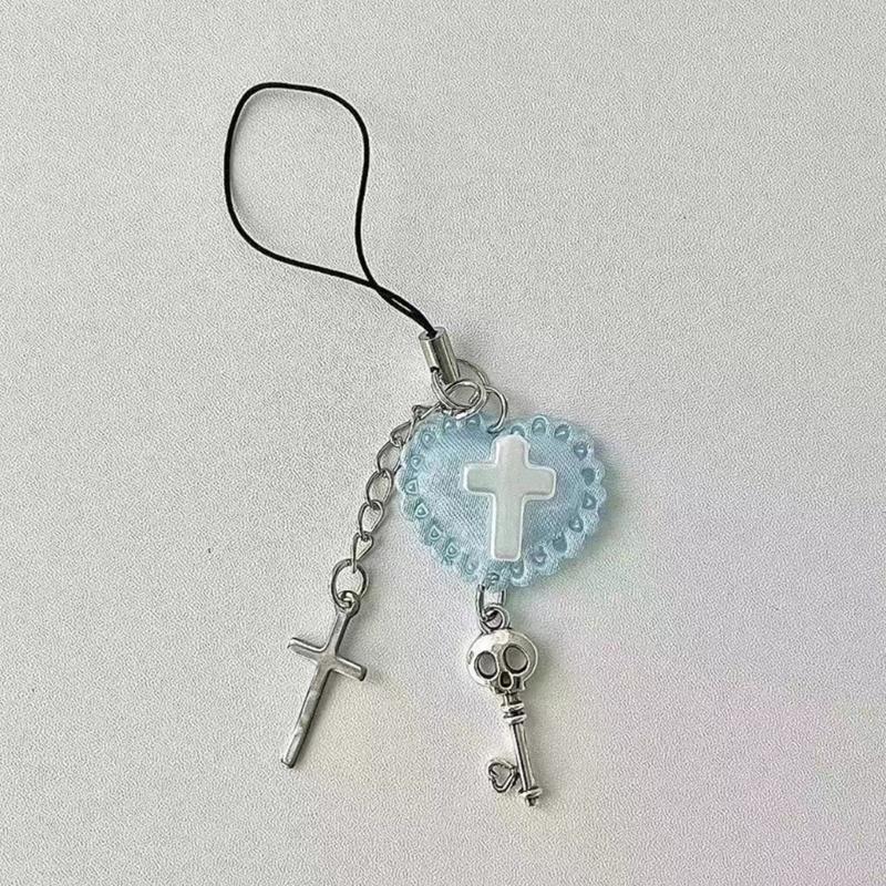 Handgefertigte Perlen-Handykette Süße Schleife Herz Handy-Anhänger Stilvoller Schlüsselanhänger Anhänger Schlüsselanhänger Damen Taschenzubehör