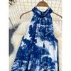 Retro Ink Painting Print Dress Elegance Halterneck