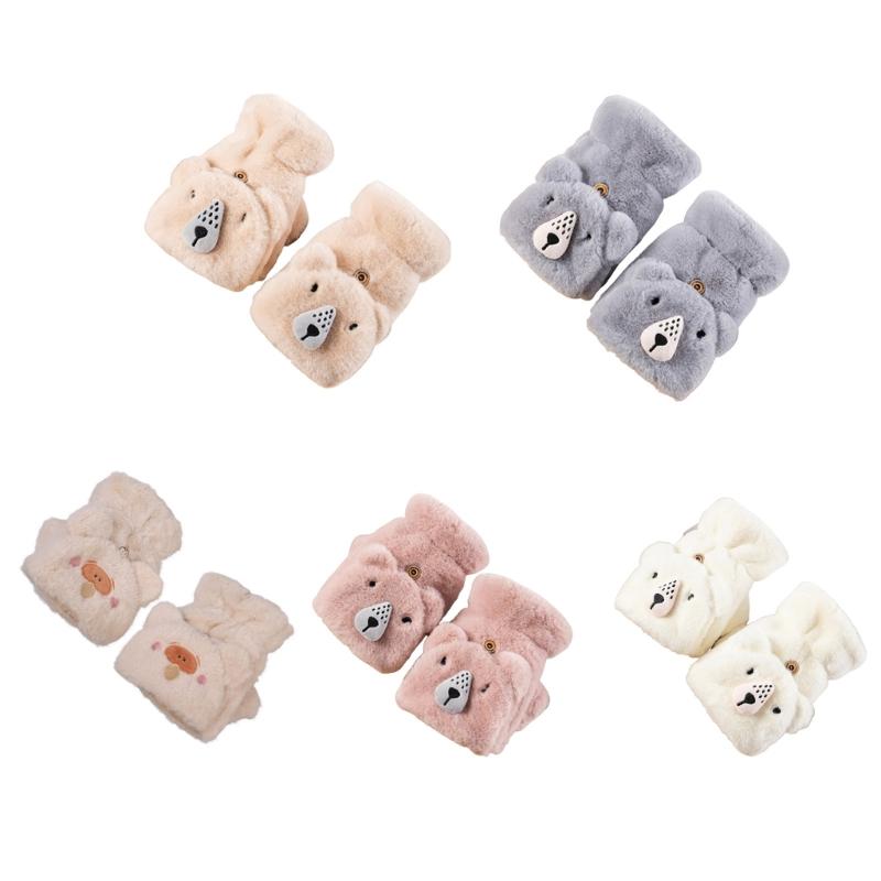 Cartoon Raccoons Shaped Convertible Gloves Winter Half Finger Mittens Stretchy Half Finger Gloves with Top Cover for Men