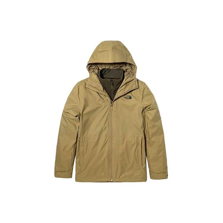 THE NORTH FACE Logo Print Solid Color Fleece Lined 3 in 1 Windproof And Breathable Windbreaker Jacket Men's Brown NF0A7QPJ-6U0