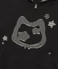 Lmr Cat Symbol Patchwork Crop Zip-Up Hoodie Black