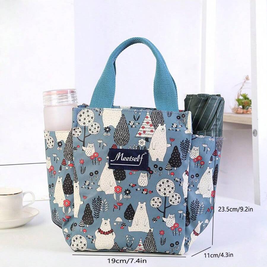 Korean-style Hand-held Children's Lunch Bag, Multi-functional Solid Color Oxford Fabric Waterproof Office Worker Insulated Bag