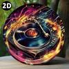 Vintage Retro Holographic Vinyl Record Tin Sign 20cm Circular Metal Wall Art Music Room Decor