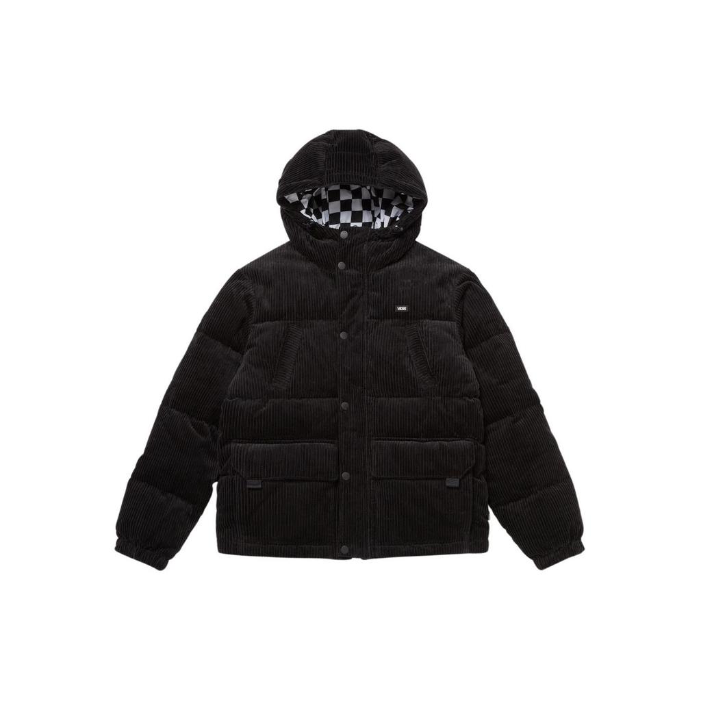 Vans Solid Color Single Button Hooded Long Sleeve Jacket Men jackets Black VN000FC9BLK