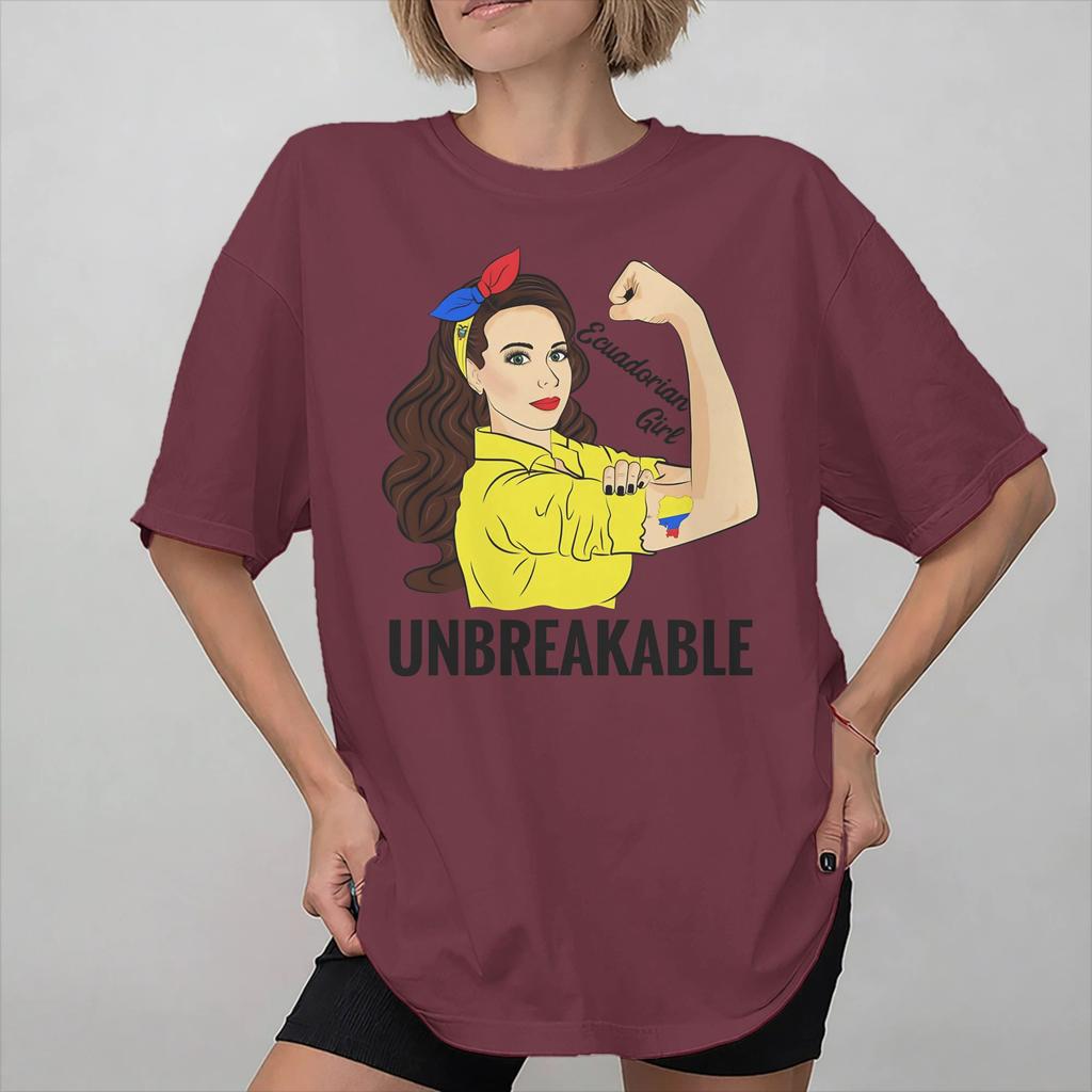 Ecuadorian Flag Girl Unbreakable Ecuador Accessories Unisex Wounisex T Shirts Cotton Tee Graphic Ecuatoriana Bandera Tshirt Clothing