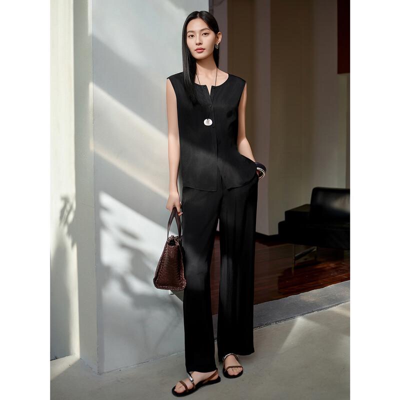 Jiusi Annakou 100% Acetate Relaxed Wide-Leg Pants