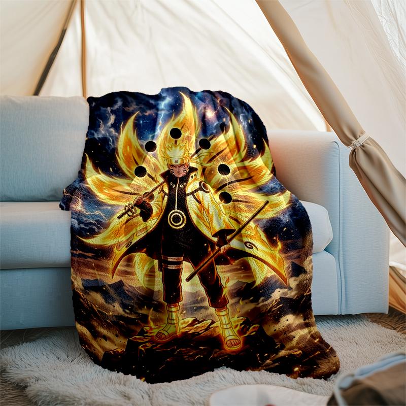 Naruto Power Print Flannel Blanket, Soft Warm Lightweight Throw Blanket for Living Room,Sofa Bed Camping Office
