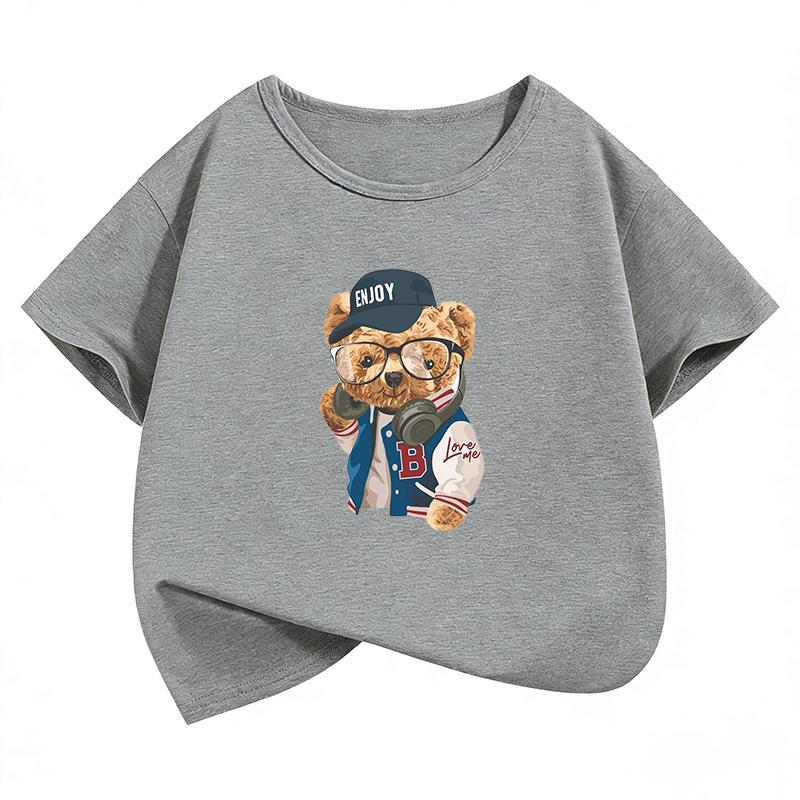 Fashion Bear Streetwear TShirt Printed T Shirt Girls Summer Clothes Short Sleeve Tops TShirts Cute Boys Kids Clothing