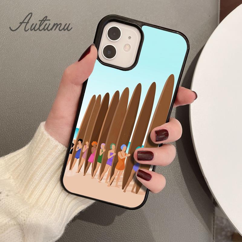 HAWAII BEACH SURF GIRL SURFING ART Phone Case for iPhone 17 Air 15 16 16e 11 12 13 14 Pro Max Plus Cover coque Fundas