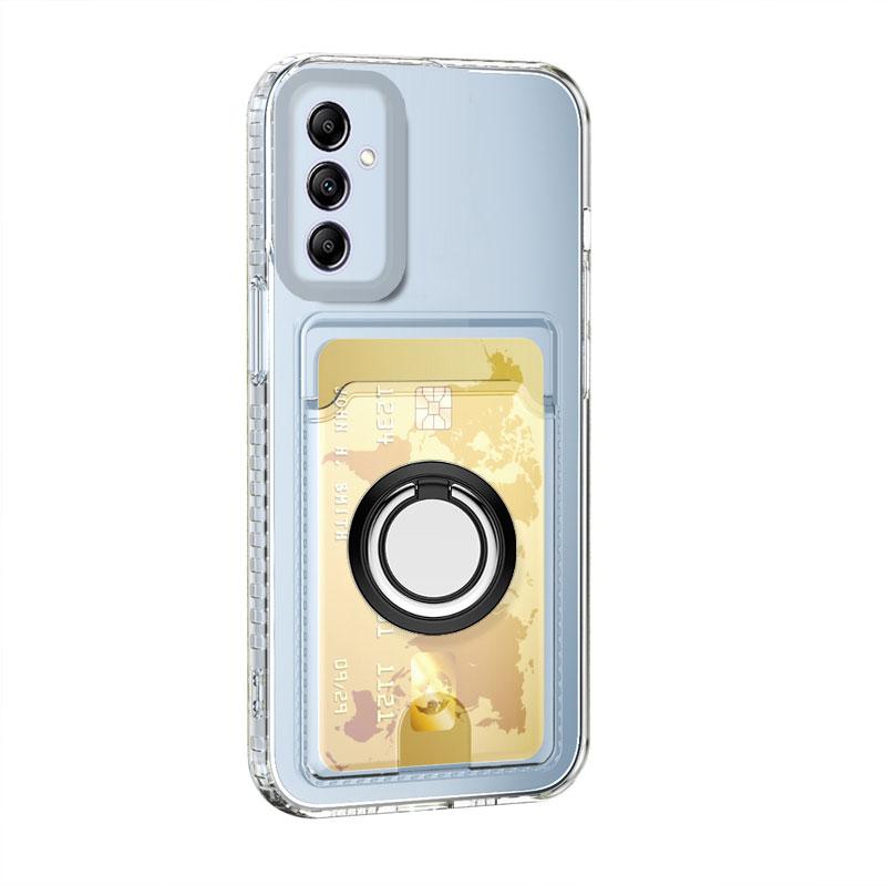 

Transparent Card Slot Wallet Silicone Case For Samsung S24 Ultra S24+ Plus Magnetic Ring Holder Cover For Galaxy A55 A35 A25 A15 for samsung S24