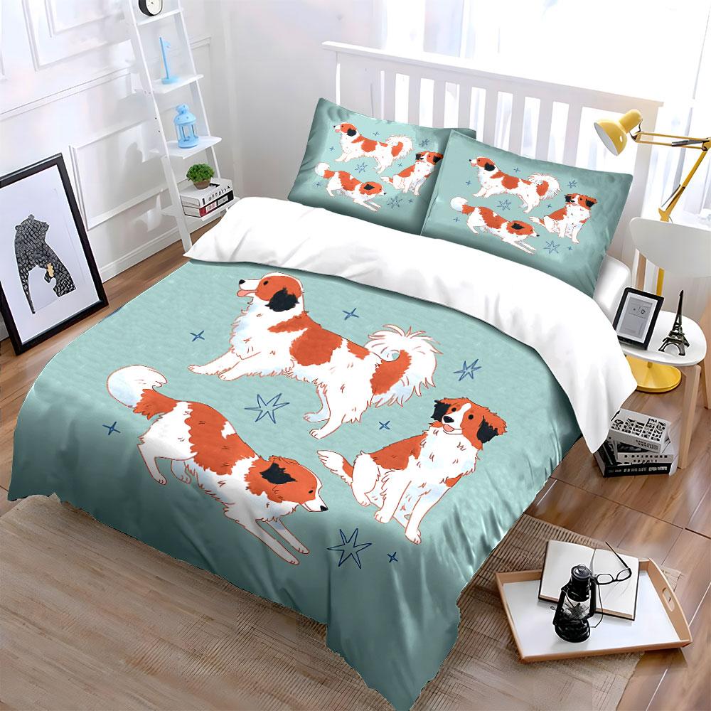 Cute Cartoon Dogs with Stars Bedding Duvet Cover Set Duvet Cover Pillowcases  (1*Duvet Cover 2*Pillowcases, without duvet insert)