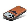 DENIOR For iPhone 17 Pro Max Case Card Holder Kickstand Leather+PC+TPU Phone Cover