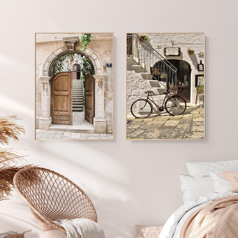 Italienische Stadt Zitrone Orange Ernte Poster und Drucke Zuhause Garten Pflanzen Leinwandmalerei Auto Fahrrad Innendekor Bild Wandkunst