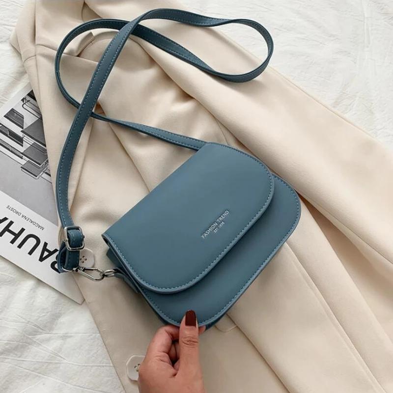 Sac à bandoulière de selle en cuir PU pour femmes, sac à main Simple à rabat de couleur unie, pochette