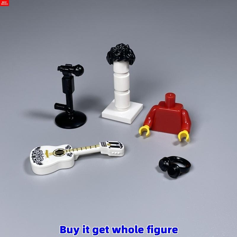 

MOC Кубики Музика 4см Фігурка Головний убір Гітара Мікрофон Стійка Інструмент Освітні Будівельні Блоки Іграшки Подарунки
