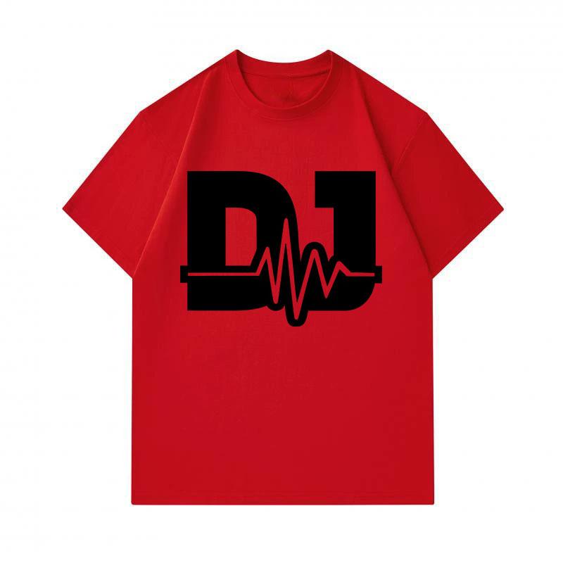 Men's 100% Cotton Crew Neck Short Sleeve T-Shirt, Casual DJ Sound Wave Graphic Printed Breathable Soft Summer Tee for Daily Wear and Music Enthusiasts
