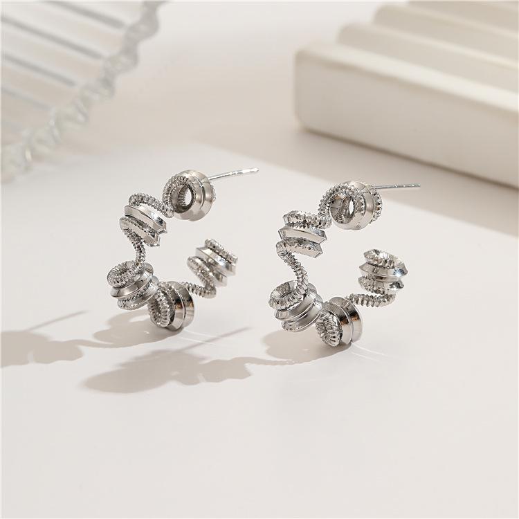 European-American Metal Circle Earrings: High-End Irregular Hoop, Exaggerated Personality Ear Studs & Cuffs for Women