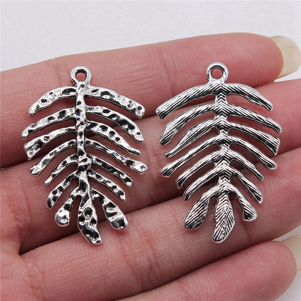 Foglie Grandi Dettagliate Fascino Botanico Bronzo Antico Lega di Zinco Materiali per la Creazione di Gioielli Stile Fabbricante di Gioielli Fascini Metallici