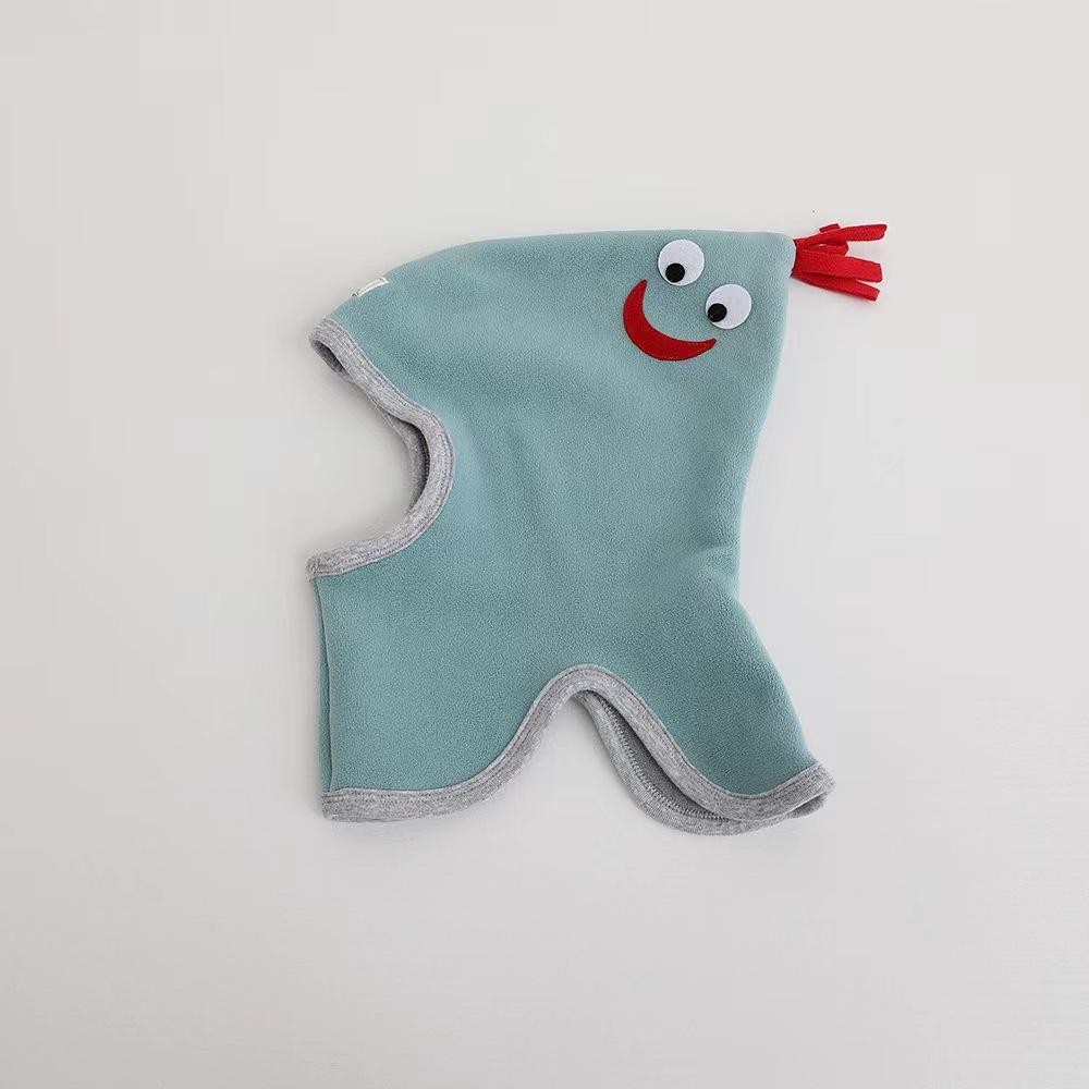 Niedliche Babymütze, Schal, einteilig, weiches Fleece, Herbst/Winter, Kinder-Beanie, warme Ohren, Nackenschutz, Cartoon-Kinderkappe