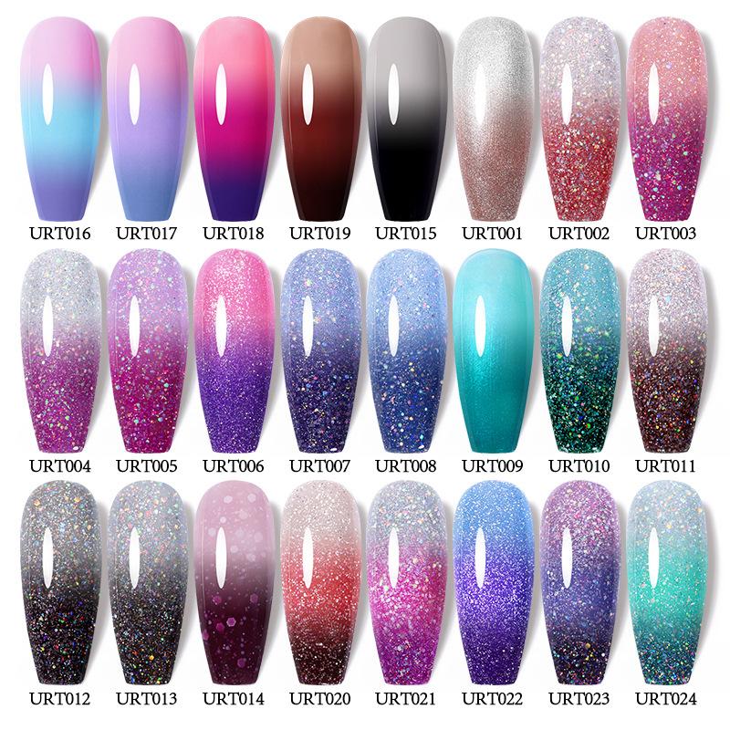 URSUGAR Temperaturwechselnder Nagellack Gel UV LED Soak Off 15ml Holografisch Aurora