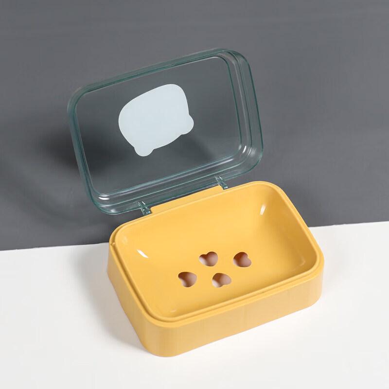 LIEI Suction Cup Wall-Mounted Draining Soap Holder with Lid