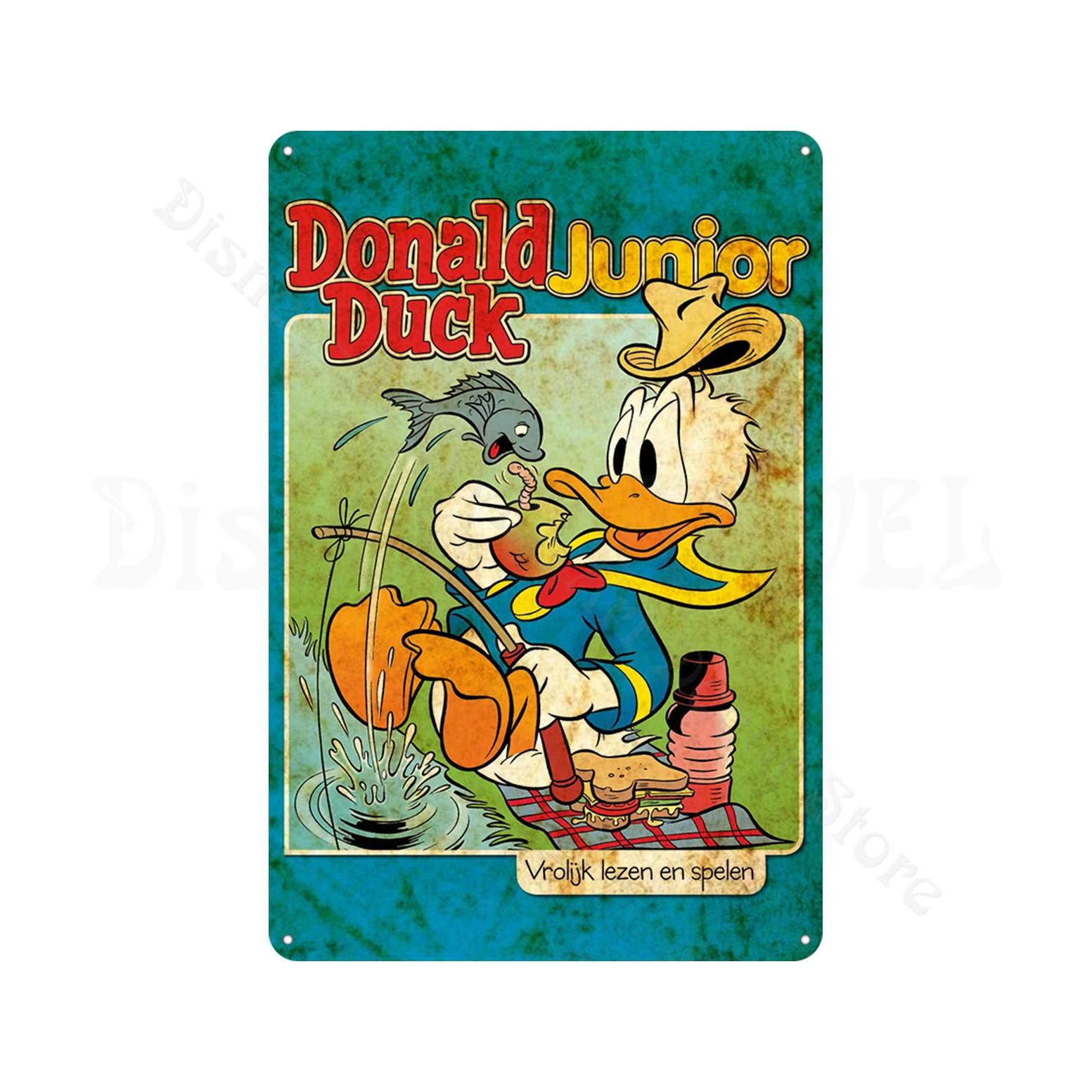 

Retro Metal Tin Sign Donald Duck Tin Plaque Metal Poster Cartoon Tin Plate Metal Sign For Man Cave Club Decoration 20x30cm（7.8x11.8inch）