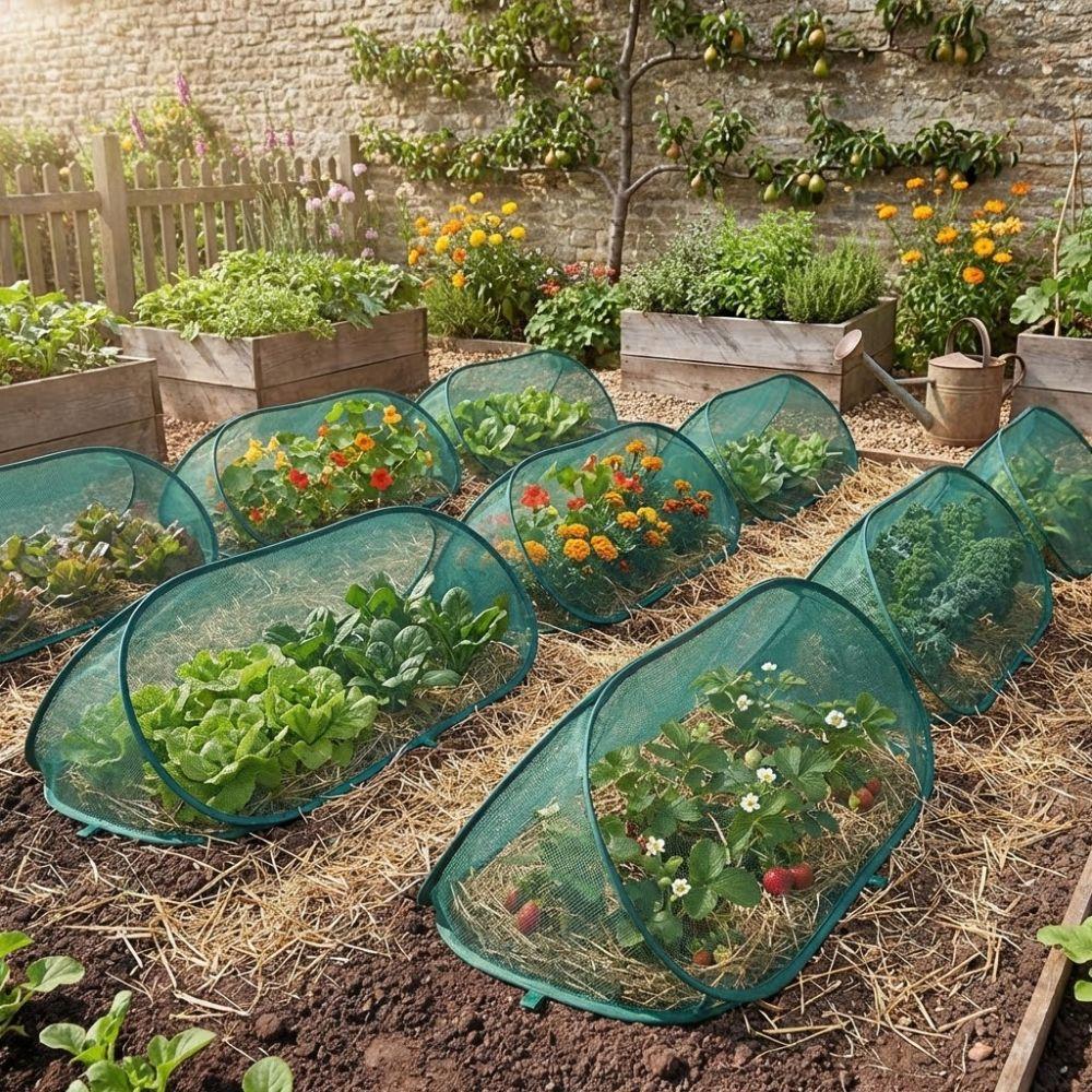 Teli Anti-Gelo per File di Giardino Teli Ombreggianti a Prova di Insetti Gabbia per Piante a Rete Orto