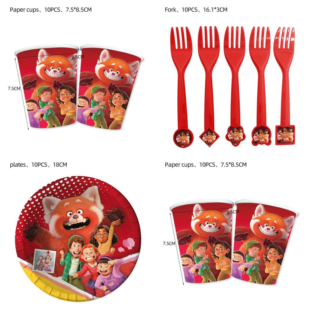 Turning Red Birthday Party Set With Adorable Cartoon Decorations And Surprises