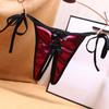 Bow G-Strings Satin Open Crotch Solid Color Bandage Women Panties Sex Thongs T-Pants Underwear