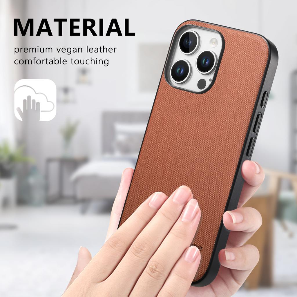 For iPhone 13 Pro Max Case Cloth Texture Leather+PC+TPU Anti-Drop Phone Cover