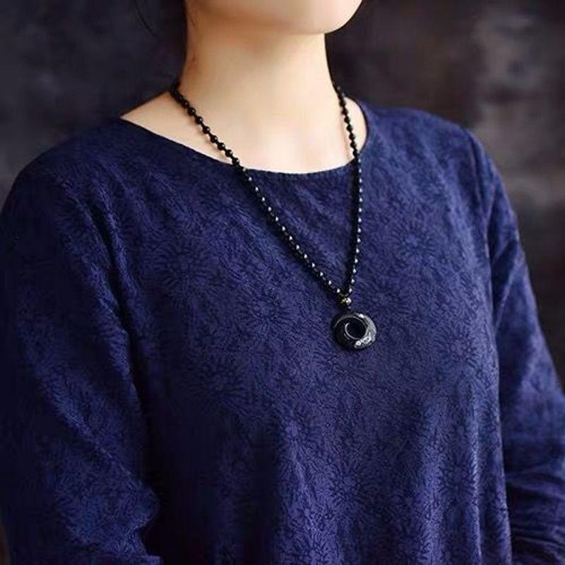

Light Green Easiest for Match Ethnic Style Women s Sweater Chain Peace Buckle The bead chain runs