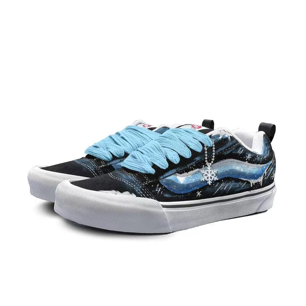 Vans Knu Skool Fabric Abrasion Resistant Abrasion Resistant Low top Skateboard Shoes Unisex Blue VN0009QC6BT1(Team613-)