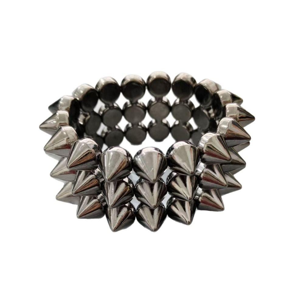 Trippelt Lager Nitar Spikad Y2K Punkarmband Brett Band Coolt Klumpigt Armband Goth Accessoarer Smycken Armband Y2K Accessoarer
