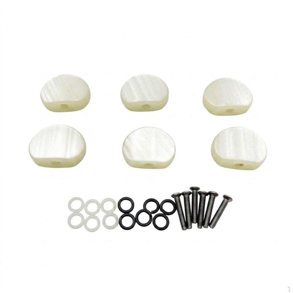 6 Pieces Guitar Tuner Button Knobs Replacement Oval Machine Head Cap for