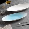 Restaurant, Hotel, Steamed Fish Dish, Front Brocade, Oval Strip Plate, Creative Ceramic Home Dish Plate, Pasta Salad Plate