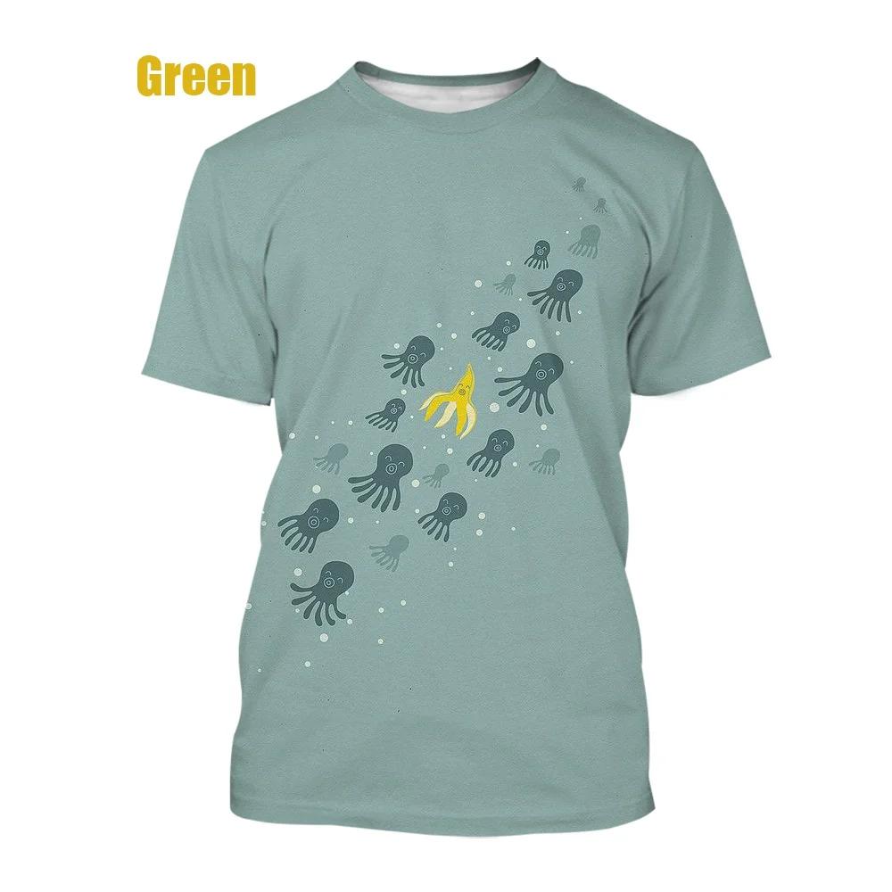 

2024 Повседневная футболка с забавным фруктовым дизайном, 3D-принтом банана, Новая модная унисекс футболка в стиле хип-хоп стрит, Топ с коротким рукавом, Новая детская футболка 6XL