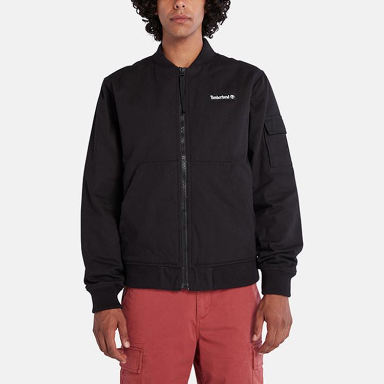 Timberland Solid Color Outdoor Casual Water-Resistant Lightweight Flight Cotton Jacket Men Jackets Black A6Q2D-001