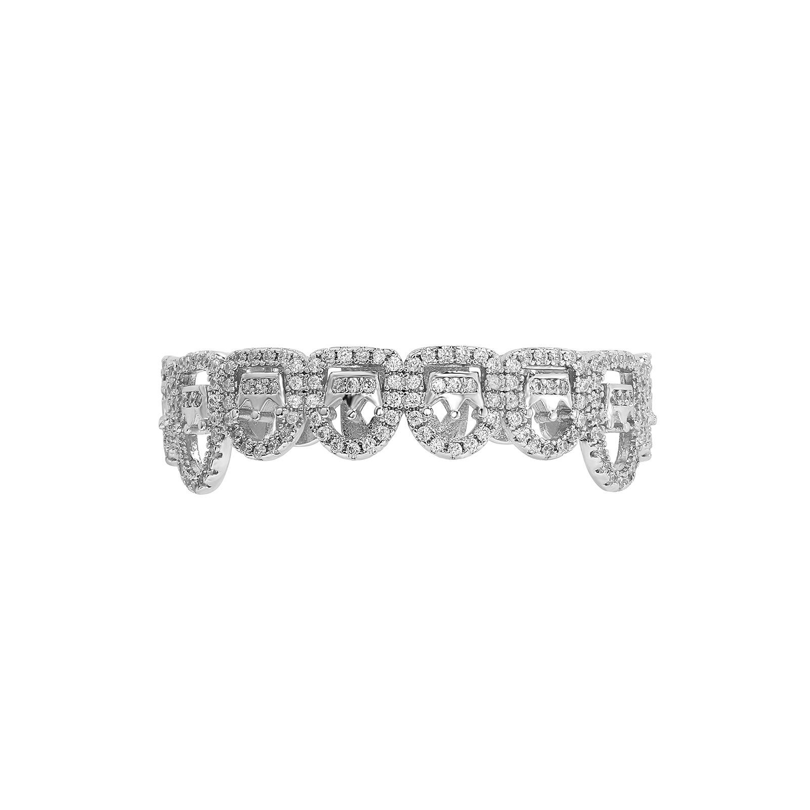 Personalized Trendy Zirconia Crown Hip Hop Hollow Grillz Jewelry