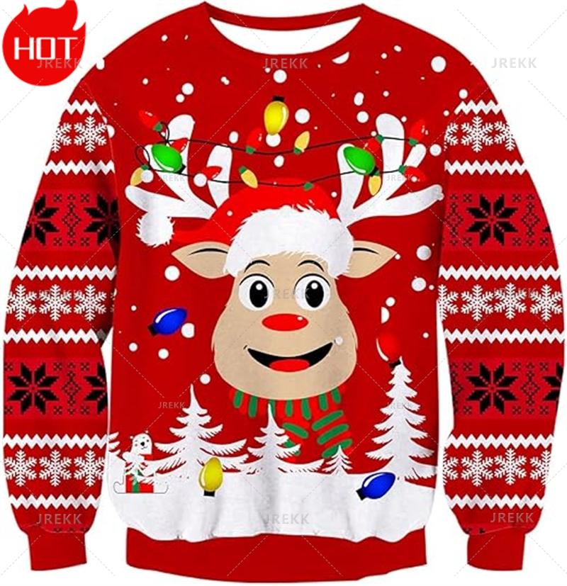 3D Printed Xmas Sweatshirts Mens Ugly Christmas Sweater Funny Fashion New In Sweaters Ugly Sweaters Christmas Jumper Men Clothes