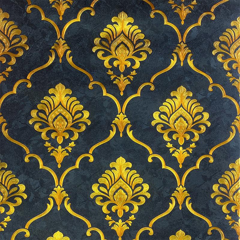 Thick Waterproof Gold Foil Wallpaper Damask