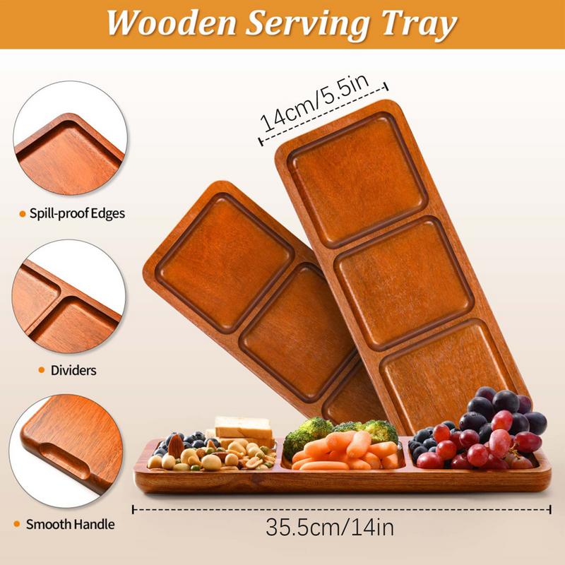 Charcuterie Boards Acacia Wooden Serving Plate Sturdy Food Serving Utensils Beautiful Wooden Divided Tray For Birthday Wedding