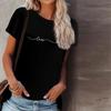 Women Summer T Shirt Colored Love Print Short Sleeve Tees Casual Printed Tops