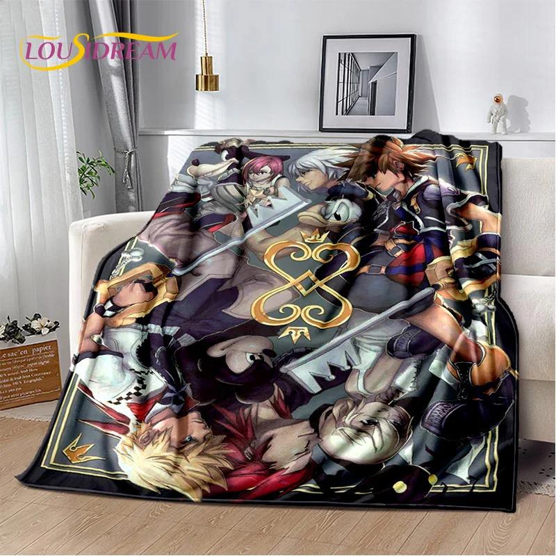 Cartoon Kingdom Hearts Spiele 3D Weiche Flanelldecke für Betten Schlafzimmer Sofa Picknick, Überwurfdecke zum Zudecken im Freien Freizeit Geschenk